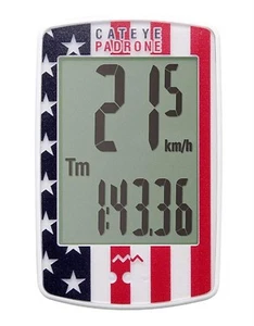 CatEye Padrone Wireless Cyclocomputer with Stopwatch CC-PA100W USA Flag - NEW - Picture 1 of 3