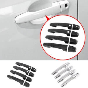 Cubierta de manija de puerta negra de fibra de carbono para Mitsubishi Pajero Sport 2016-2023 - Imagen 1 de 3