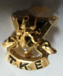 TKE Tau Kappa Epsilon Gold Fraternity Pin - Picture 1 of 4