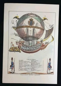 GRAVUR BALLON - KÖNIGLICHES LUFTSCHIFF - REPRO AUF BÜTPAPIER - Bild 1 von 3