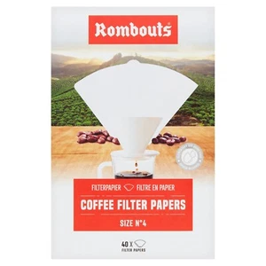 Rombouts 40 Coffee Filter Papers size No 4 - 40 individual filters - Picture 1 of 2