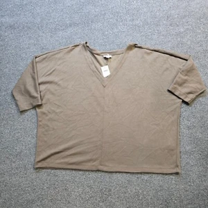 J Jill Top Womens XL Beige V Neck Short Sleeve Stretch Basic Layer Casual Shirt - Picture 1 of 10