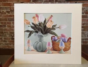 Jarrón de vidrio verde Longaberger Jadita flores y copas de huevos y cesta estampado artístico enmarañado - Imagen 1 de 1