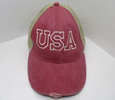 Sombrero de camionero rosa descolorido Adams de moda de lujo EE. UU. añadido deshilachado cierre a presión Foto 1 de 4