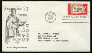 US 1963 FDC #1230 - 5c Carolina Charter First Day Cover MARG - Picture 1 of 2