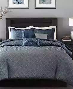 Madison Park Biloxi geometrischer Jacquard 6-teilig. Bettbezug Set Cal King Neu - Bild 1 von 4