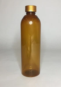 500ml PET Plastic Amber Tall Boston & Matt Gold Grooved Screw On Top ANY AMOUNT - Picture 1 of 1