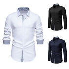 Men's Spring Fashion Triangle Neck Stripe Casual Trendy Long sleeves Shirt