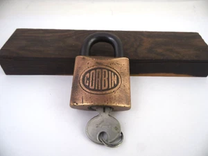 "Corbin Cabinet Lock Co." Pat'd Nov. 5, '07 Brass Padlock w/Key Made in USA - Picture 1 of 5