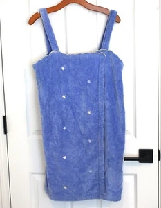 CHARTER CLUB WOMEN'S BLUE PLUSH SHOWER SPA BATH WRAP ROBE WITH STARS SIZE M - Picture 1 of 7