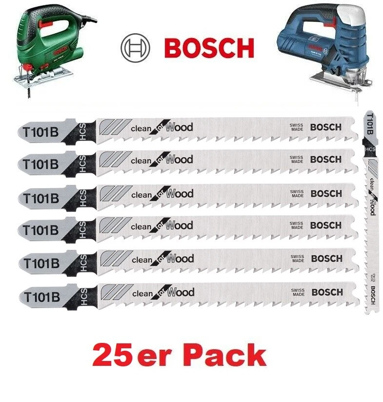 BOSCH 25er Pack Stichsägeblatt 100mm T 101 B Clean für Holz 3 bis 30 mm Stärke - Bild 1 von 1