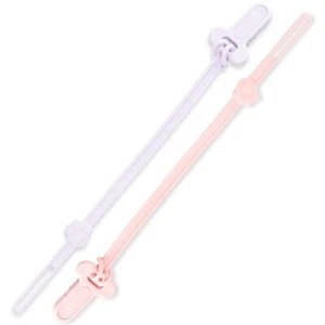 2 pezzi clip manichino silicone ciuccio catene porta ciuccio per bambina rosa viola - Foto 1 di 5