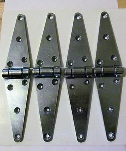 4 Hinges 6" Strap Hinge Heavy Duty Zinc Plated Hardware Door Fence Barn Gate - Picture 1 of 7