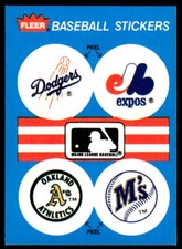 1989  Fleer Stickers Team Stickers #NNO Dodgers / Expos / Athletics / Mariners
