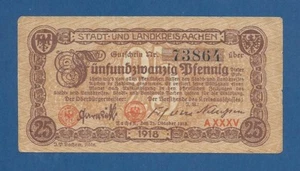 ALEMANIA // GERMANY -- NOTGELD -- AACHEN -- 25 PFENNIG  ( 1918 ) -- aXF . - Picture 1 of 2