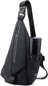 Sling Bag Small Backpack Waterproof Cross Body Chest Bags Bottle Holder Black - Picture 1 of 6