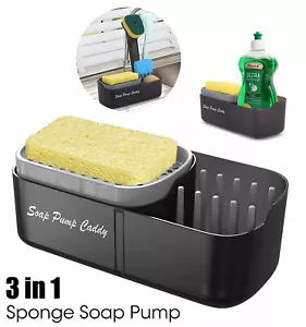 3-in-1 Sponge Soap Dispenser Pump Cleaning Liquid Tool Holder Sink Caddy Storage - Picture 1 of 7