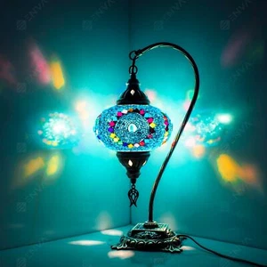 Lámpara de escritorio multicolor mosaico estilo turco marroquí luz grande globo - Imagen 1 de 10