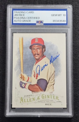 2016 JIM RICE Signed Topps Allen & Ginter Card-HOF-BOSTON RED SOX-PSA 10 Auto - Image 1 of 4