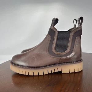 Pajar Chelsea Boots Women's 36 / 5-5.5 Brown Leather Chunky Lug Platform Pull On - Picture 1 of 22