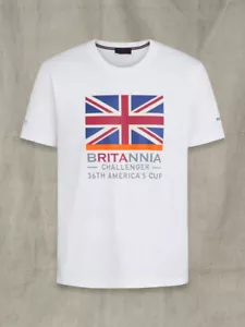 SMALL Belstaff AC Trophy BRITANNIA Flag Phoenix T-Shirt (WHITE)20" PTP RRP£60 - Picture 1 of 4