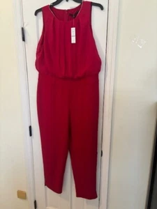 NWT$165 White House Black Market Chiffon Overlay Jumpsuit 16 Sleeveless PINK THR - Picture 1 of 9