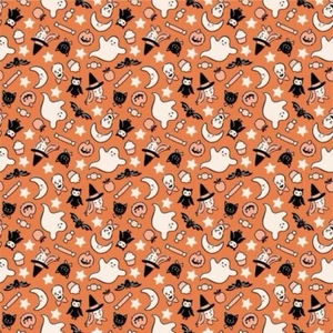 Fat Quarter Poppie Cotton Sweet Tooth Halloween Ghost Witch Bat Cotton Fabric - Picture 1 of 5