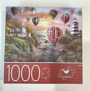 Balloons Over Cottage Cove Cardinal Jigsaw Puzzle 1000 pieces New puzzle - Picture 1 of 3
