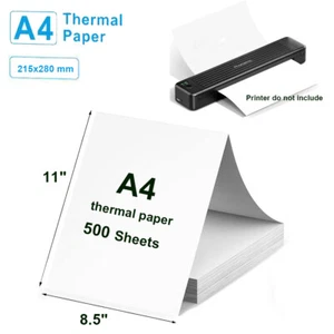 500 Hojas Papel Térmico A4 8.5"x11" Compatible para Impresora Térmica Portátil A4 - Imagen 1 de 6