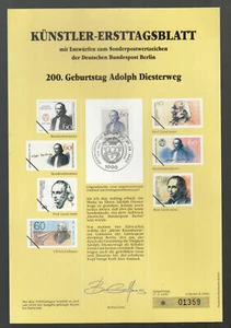 HOJA DE ARTE DE ALEMANIA BERLÍN 1990/03 ¡Diseños número 200 de Adolph Diesterweg sin publicar!¡! - Imagen 1 de 2