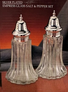 NEW VINTAGE Godinger Empress 6” Salt & Pepper Shaker Set Silver Plated - Picture 1 of 5