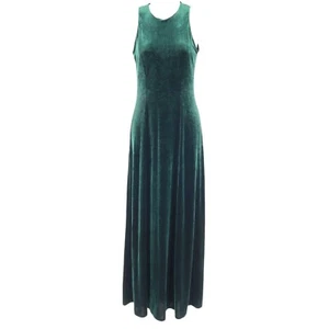 Papell Boutique Evening Velvet Maxi Dress Womens 4 Green Party Homecoming Event - Picture 1 of 11