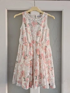Girls' Floral Summer Dress Age 9 Years, Matalan, Peachy Pink Colour - Picture 1 of 8