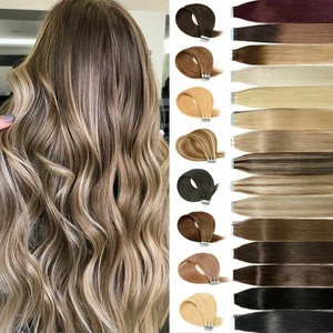 Invisible Tape In Hair Extensions Skin Wefts Real Remy Human Hair Highlight 100g - Picture 1 of 1