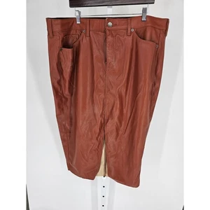 Torrid Damen Gr. 22 Midi Länge Kunstleder Rock mit Schlitz Mammutbaum Braun NEU - Bild 1 von 5