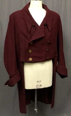 Men's burgandy Coat Early 19th Century Wool coat - Image 1 of 4