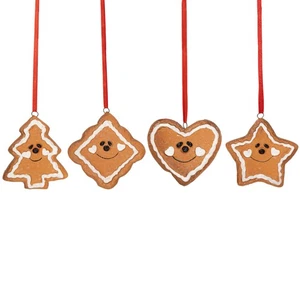 Northlight Juego de 4 Adornos de Navidad Diamante Árbol Estrella Corazón Pan de Jengibre 2.5" - Imagen 1 de 5