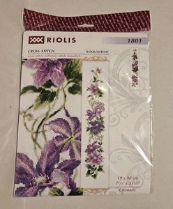 Riolas Kreuzstich-Set 1801 Clematis Wolle/Acryl 7 1/2" x 35 1/2" ungeöffnet  - Bild 1 von 2