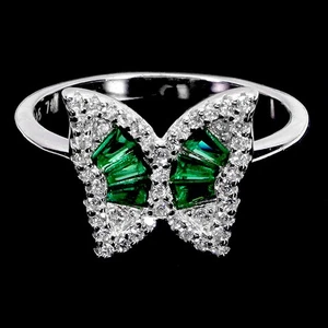 925 Sterling Silver Ring Baguette Simulated Cz Butterfly Gemstone Jewelry Size 7 - Picture 1 of 13