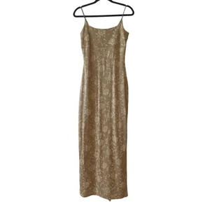 Jessica McClintock Gunnie Sax Vintage Beige Floral Stud Straps Size 7/8 Dress - Picture 1 of 8