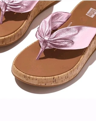 Кожаные пробковые сандалии FitFlop F-Mode — дикий металлик сирень размер 7 - Изображение 1 из 4