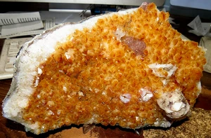 LG. AAA GRADE CITRINE CRYSTAL CLUSTER GEODE CALCITE BRAZIL CATHEDRAL ACRYLIC STD - Picture 1 of 7