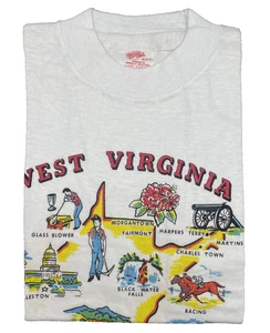 Vintage 70's West Virginia T Shirt Hanco Kids 6-8 NOS Souvenir - Picture 1 of 11