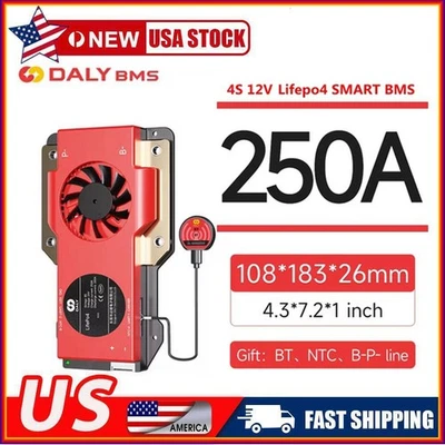 Daly Smart BMS 4S 12V 250A LiFePo4 Battery BMS (Fan) w/Balance+Bluetooth Module - Image 1 of 4
