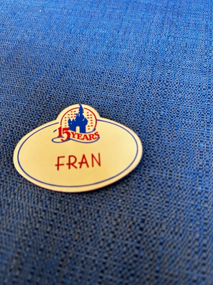 Disney Cast Member Name Tag Badge Pin "Fran" 15 Years WDW (2a) - Image 1 of 4