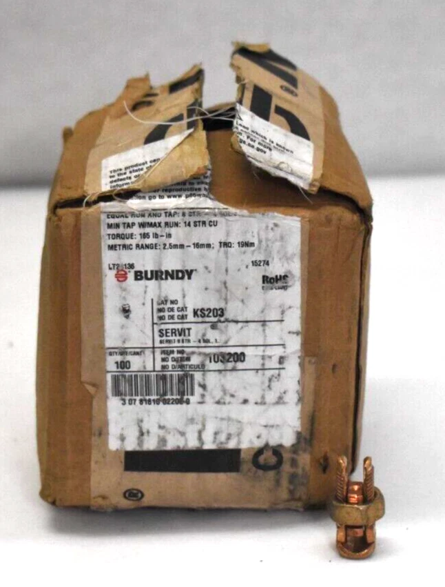 BURNDY KS203 Split-bolt Connector 8 Str to 4 Sol