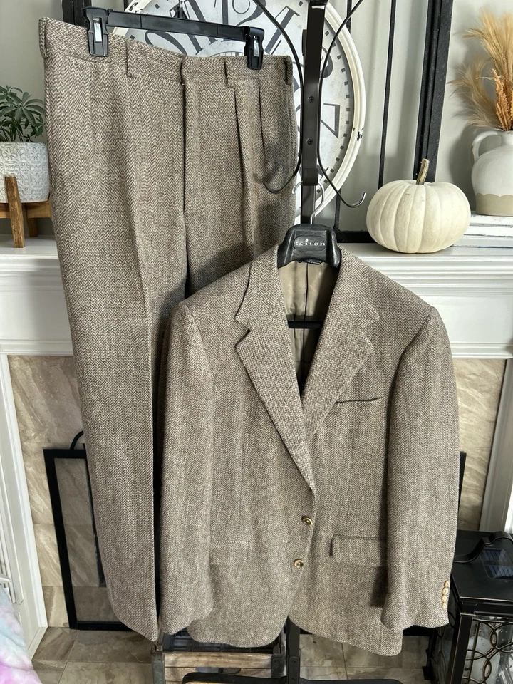 POLO RALPH LAUREN vintage tweed suit - multi earth tones - sz 40L 40R - Image 1 of 4