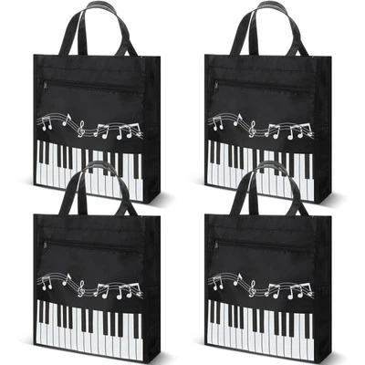 4 Pcs Small Piano Music Bag Piano Keys Handbag Reusable Shopping Tote Bag Boo... - Image 1 of 4