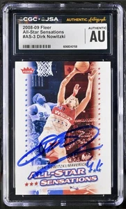 Firmado por Dirk Nowitzski 2008-09 Fleer All-Star Sensations As-3 CGC X JSA NBA AUTOMÁTICO - Imagen 1 de 2