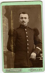 PHOTO CDV FAVRAT Belley, un militaire pose 133ème régiment belles moustaches - Picture 1 of 2
